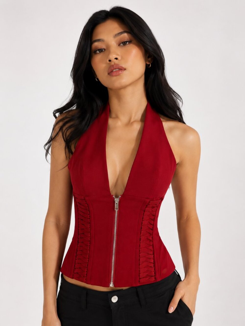 Fanci Club - Red Corset Top